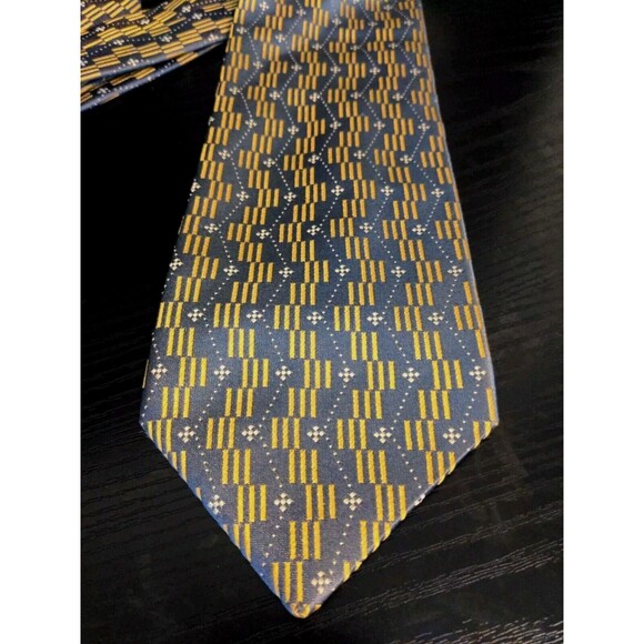 Stefano Conti High End Italian Silk Men's Tie Necktie 58" Silver & Gold NICE - Picture 2 of 8
